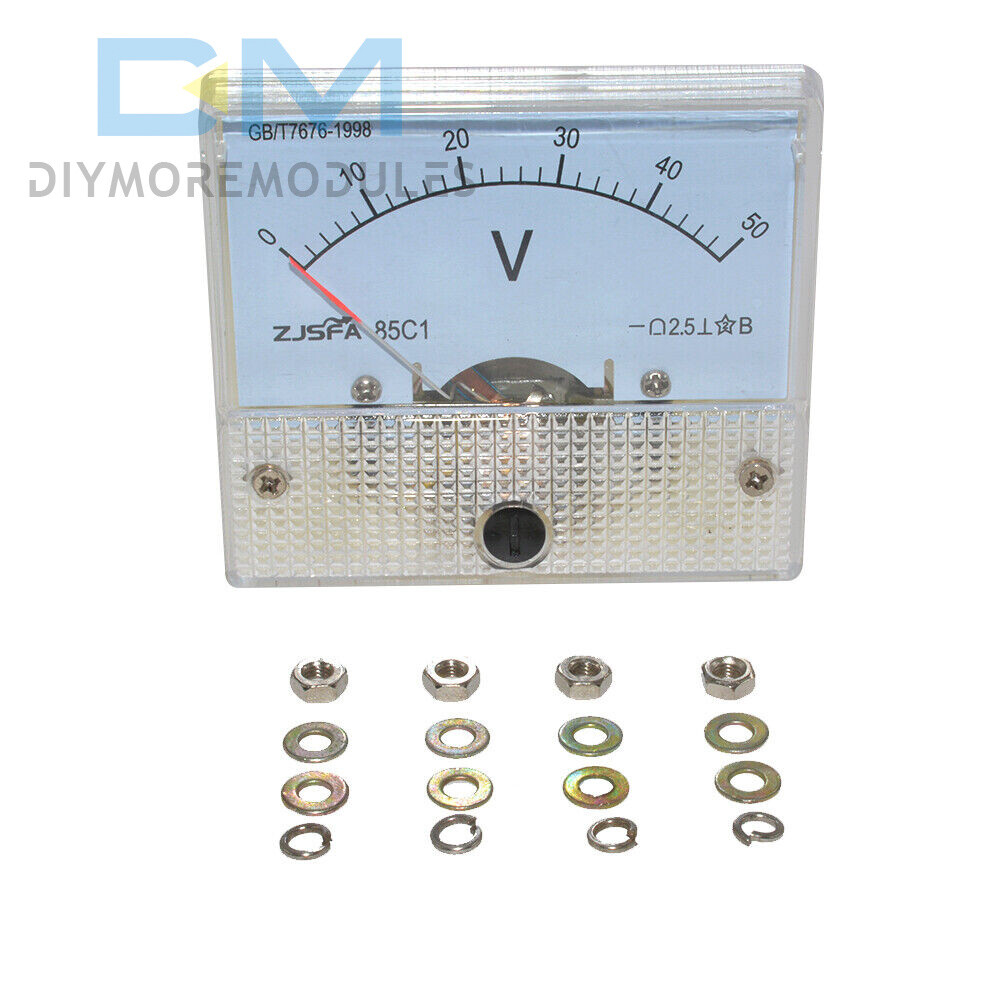 DC 0-50V 85C1 Analog Panel Meter Voltage Volt Meter Voltmeter White 50V Measure