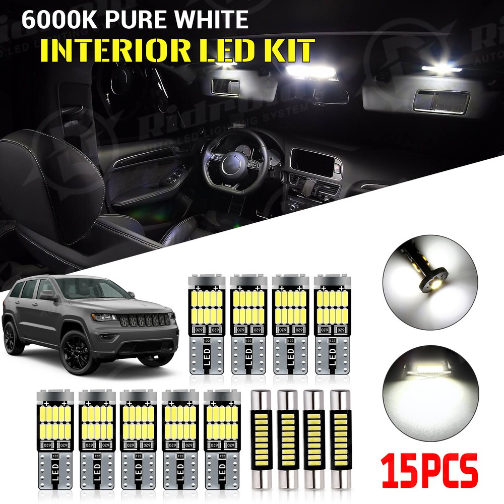 White LED Interior Lights Package for 2011 - 2018 2019 2020 Jeep Grand Cherokee