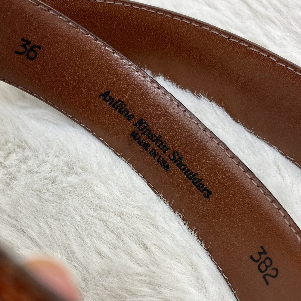 Leather Trim Twill Boho Belt Size 36