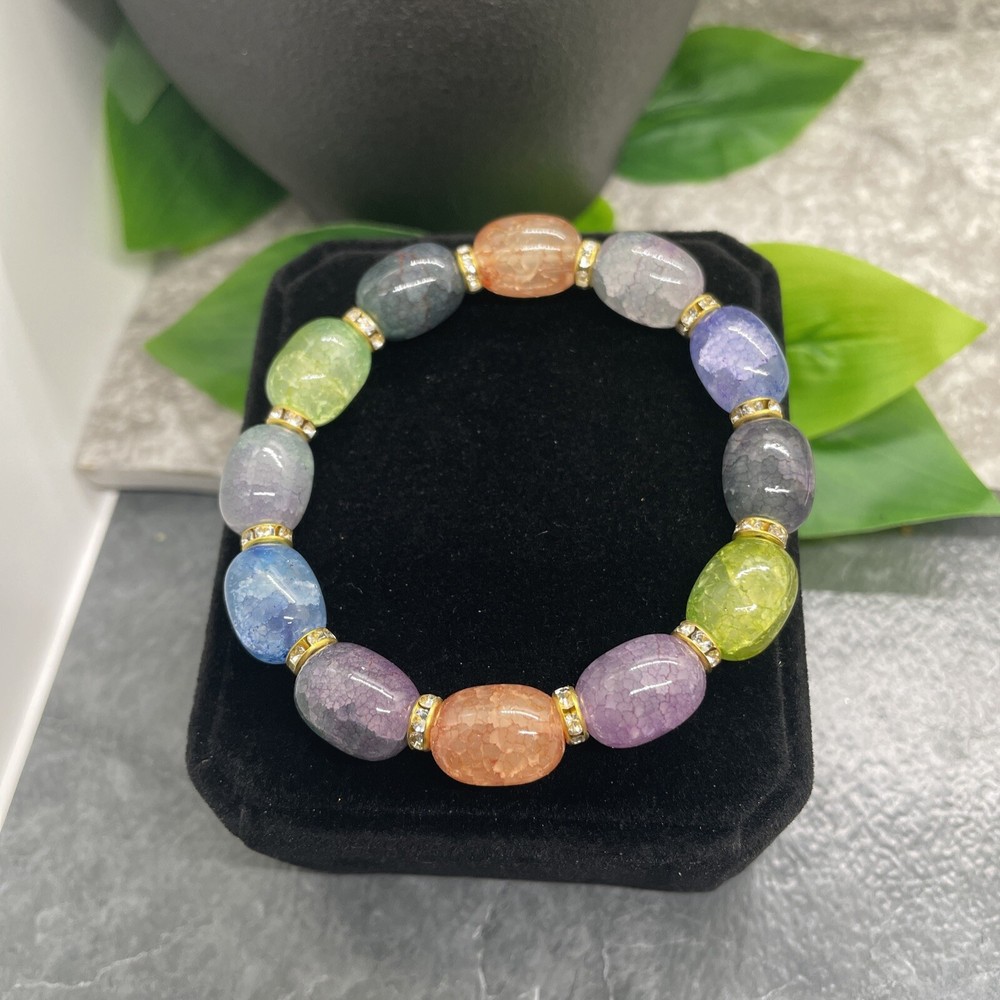 Handmade Beaded Stackable 6.25” Plus Stretch Bracelet New Chakra A1667