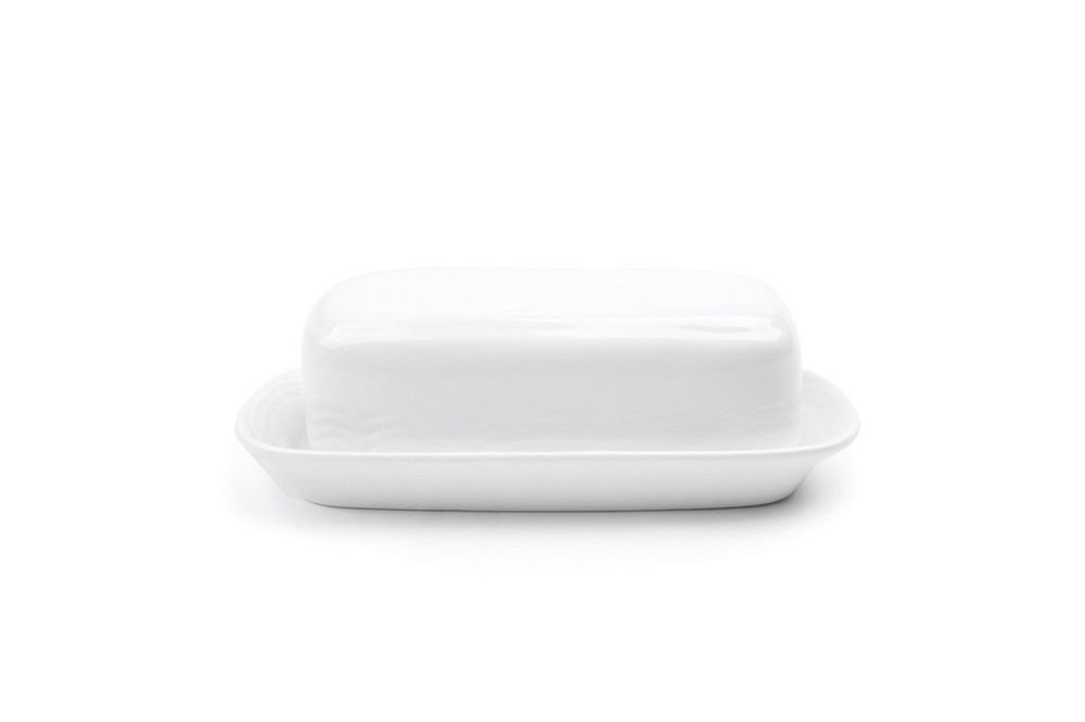 Butter Dish, White Stoneware
