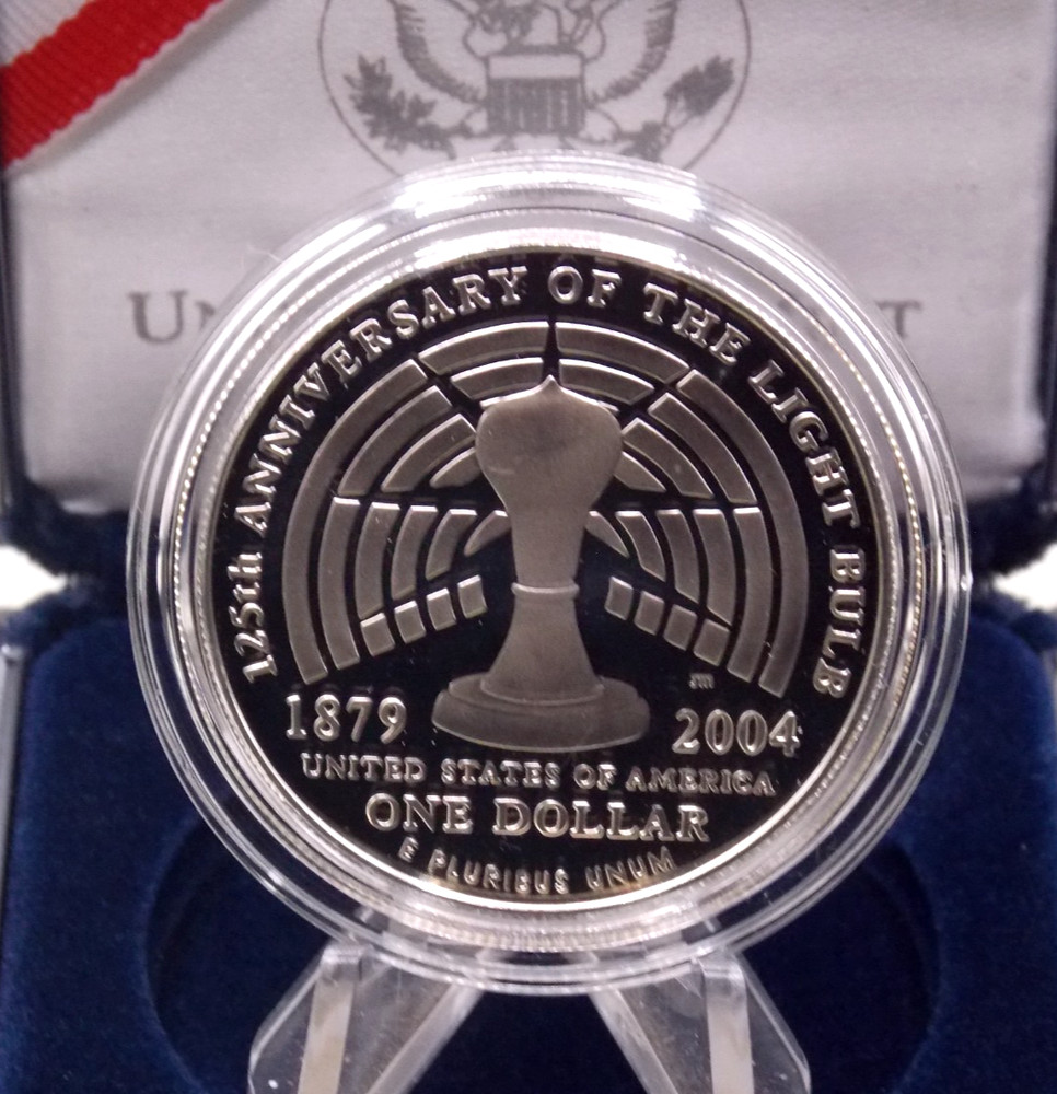 2004 "P" Commemorative PROOF Thomas Alva *EDISON* Silver Dollar $1 Box & COA