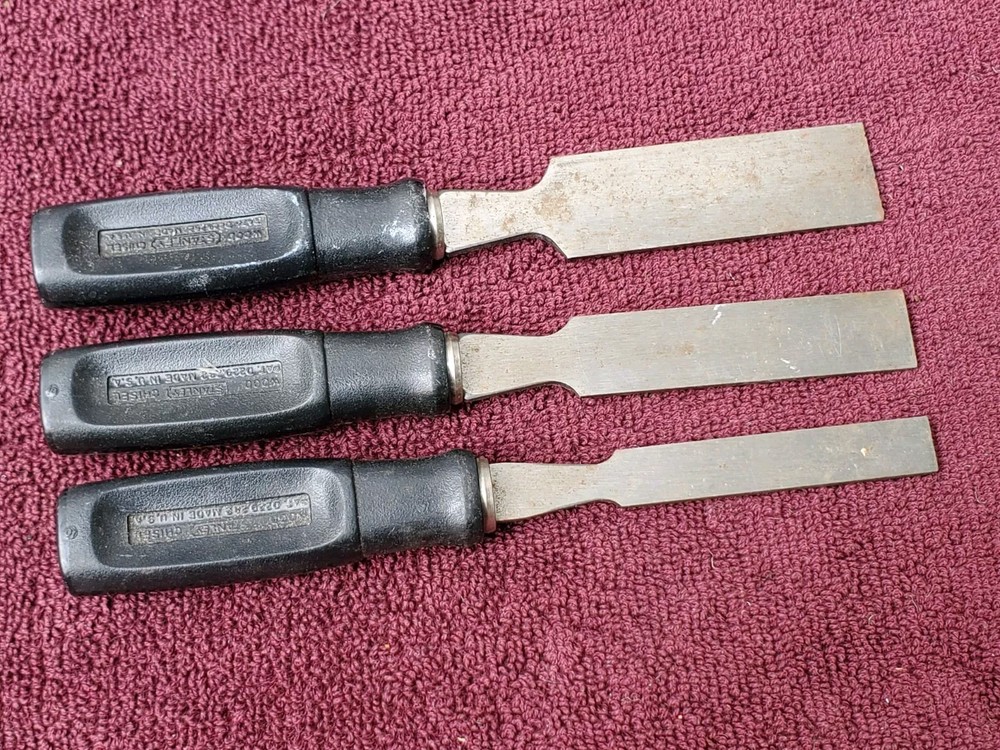 3 Pc Stanley 16-089(?) Chisel Set, Made in USA