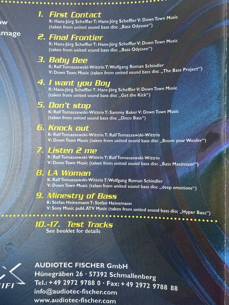 HELIX AUDIO BASS FREQUENCY TEST DISC CD