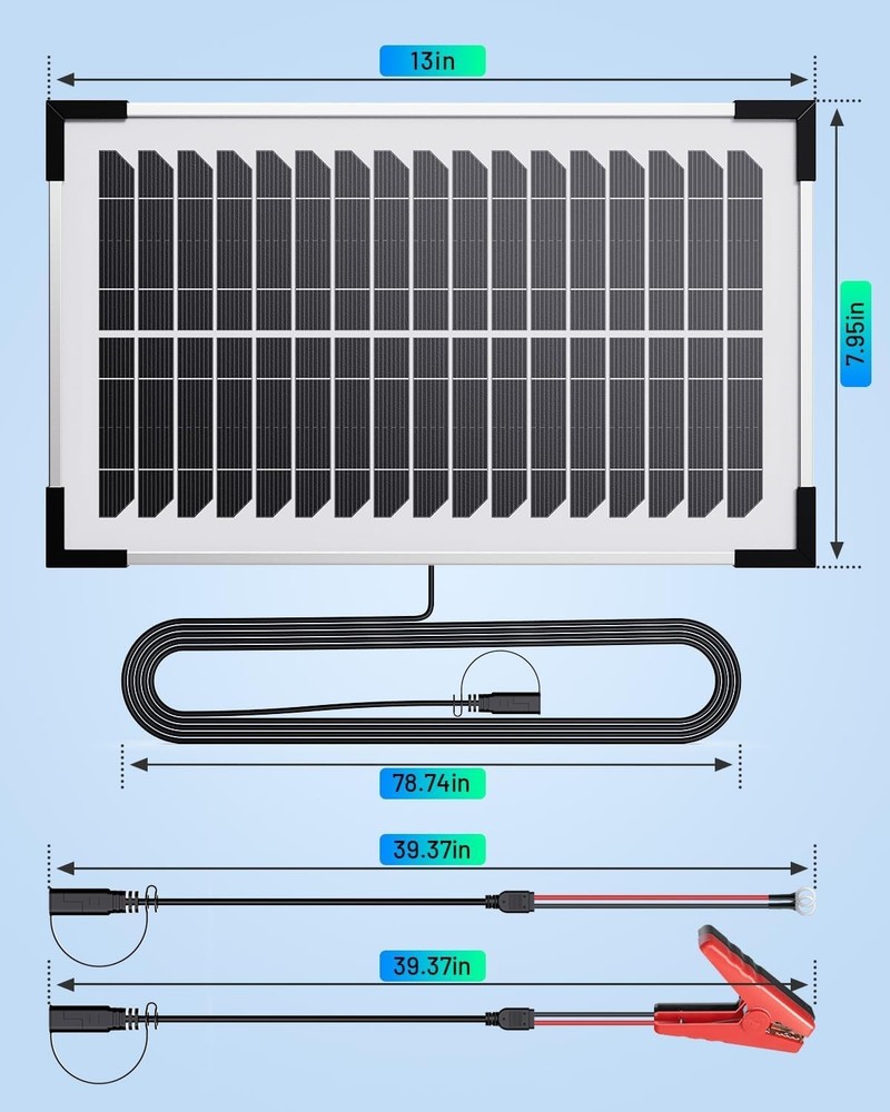 High-Efficiency 7.5W Solar Panel: Durable & Waterproof Battery Maintainer