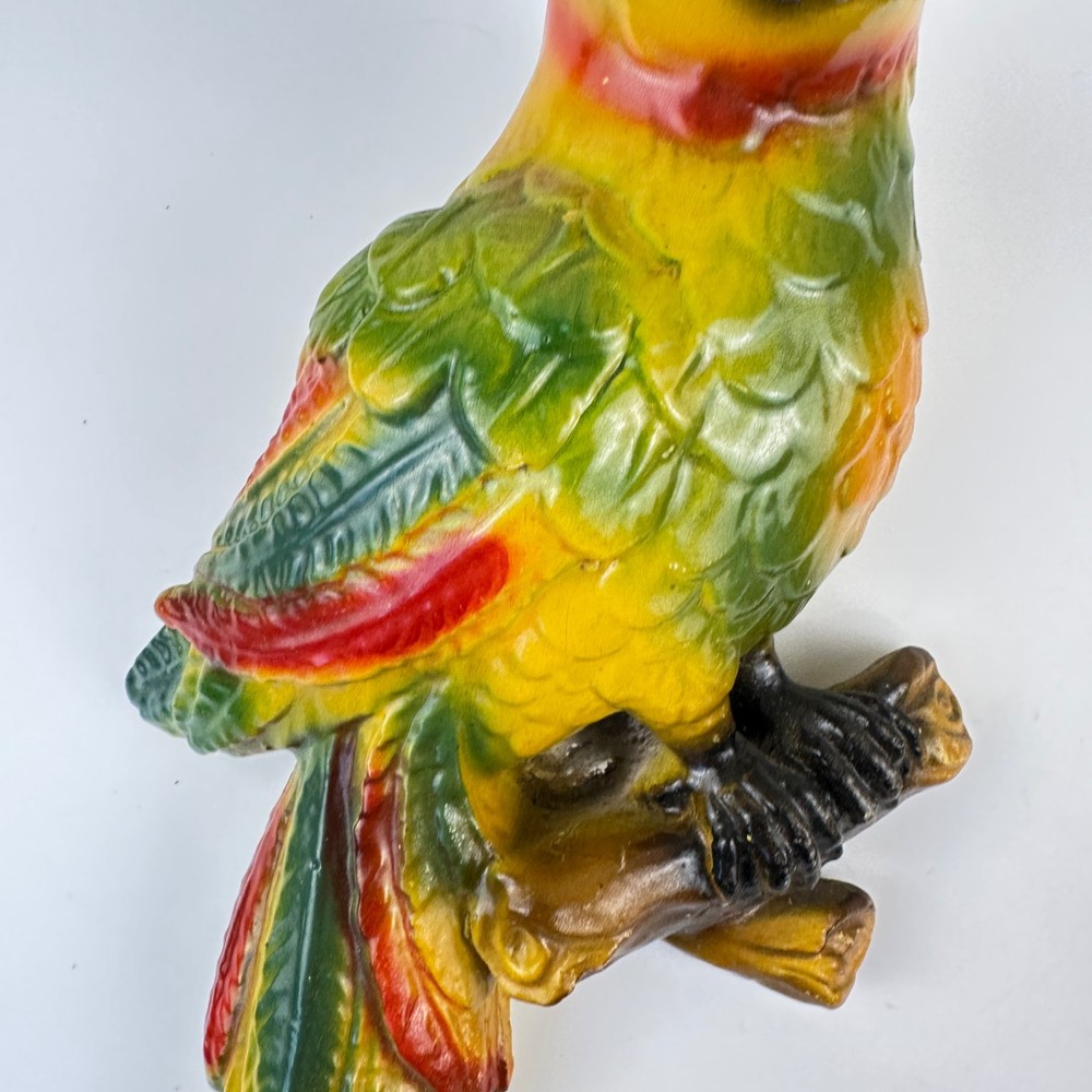 Mid-Century Chalkware Parrot Bird Wall Hanging
