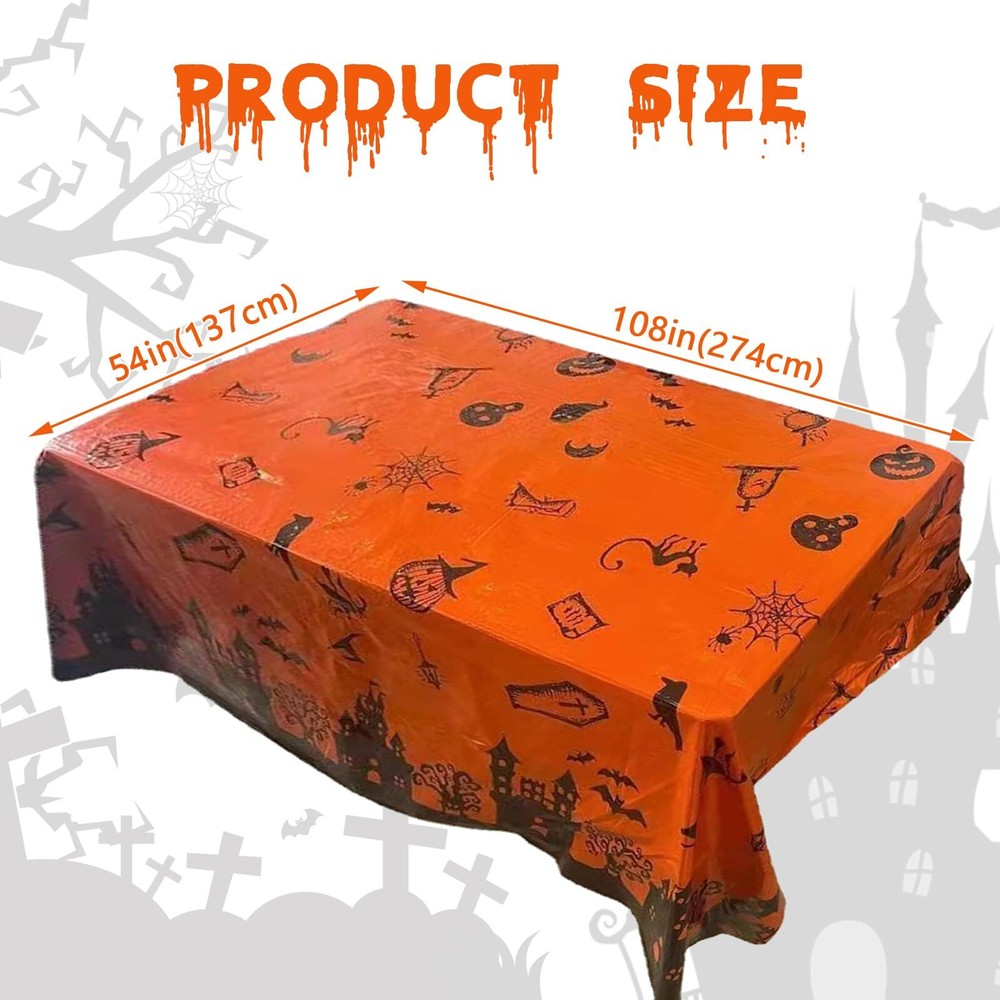 2Pc Halloween Tablecloth 54"x108" Rectangular Table Covers Halloween Party Decor