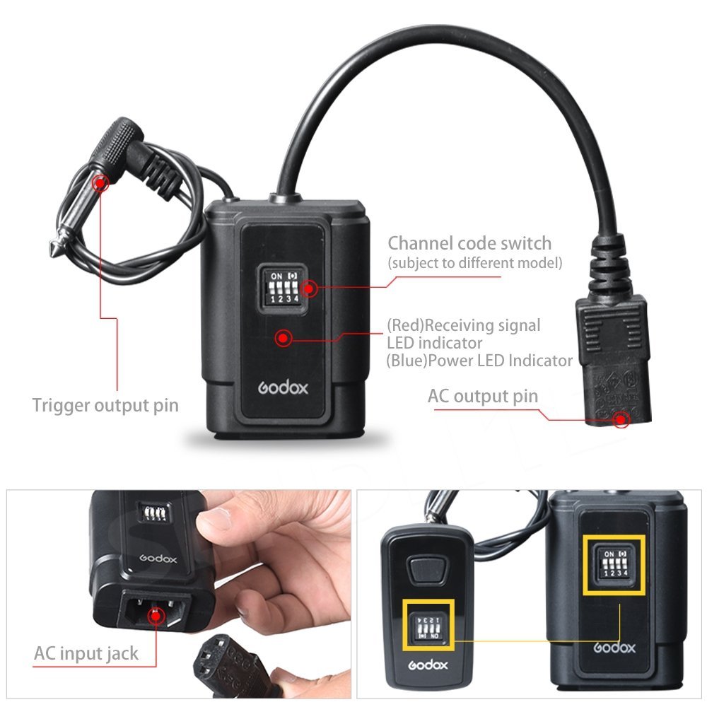 GODOX 16 Channel Wireless Trigger Transmitter + 2X Receiver Set for Studio Flash