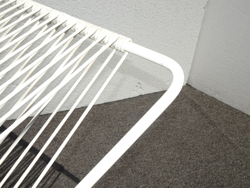 Vintage Mid Century Modern White Rubber Webbed Bench