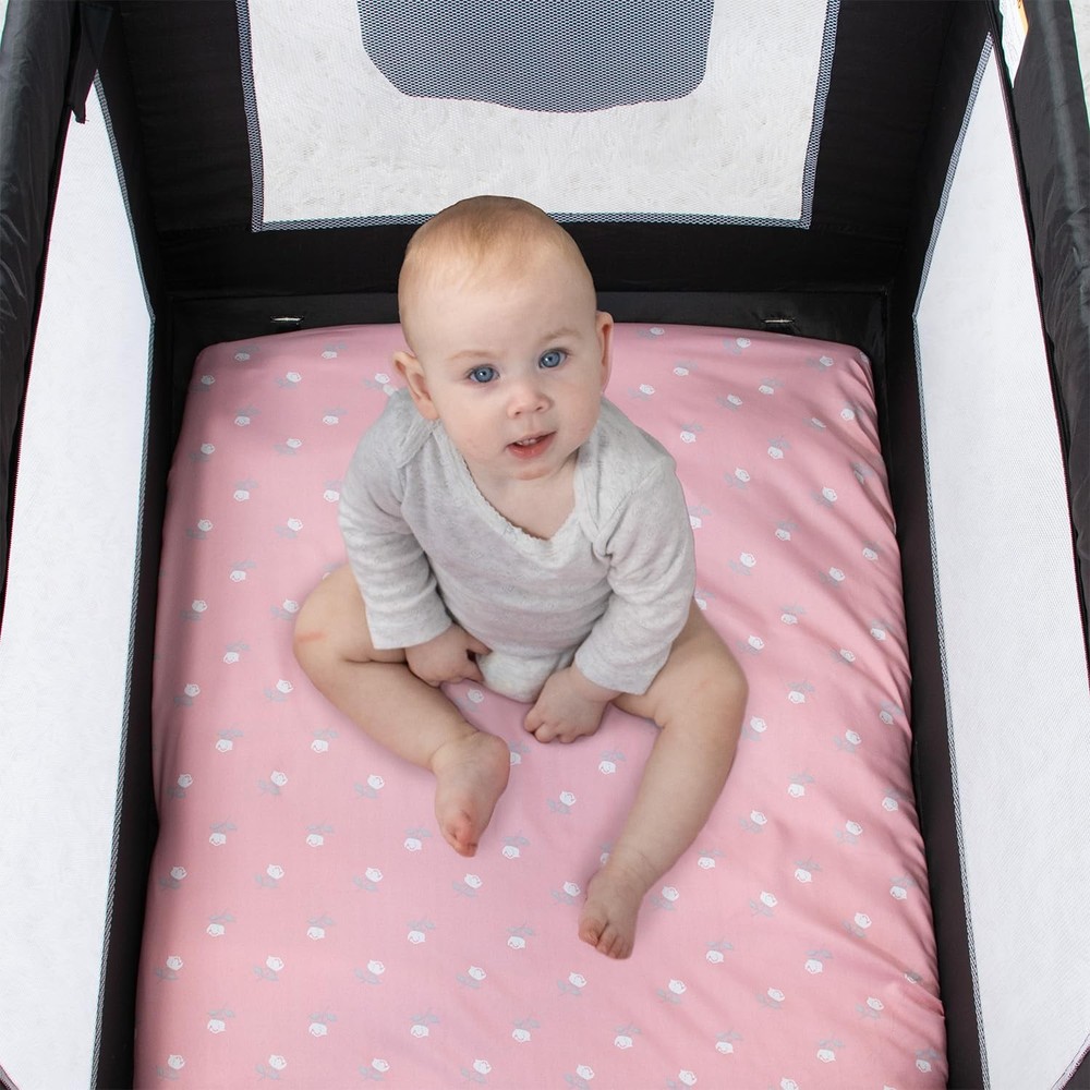 Fitted Playard Sheets Set 3-Pack Pink Mini Crib nursery Bedding New