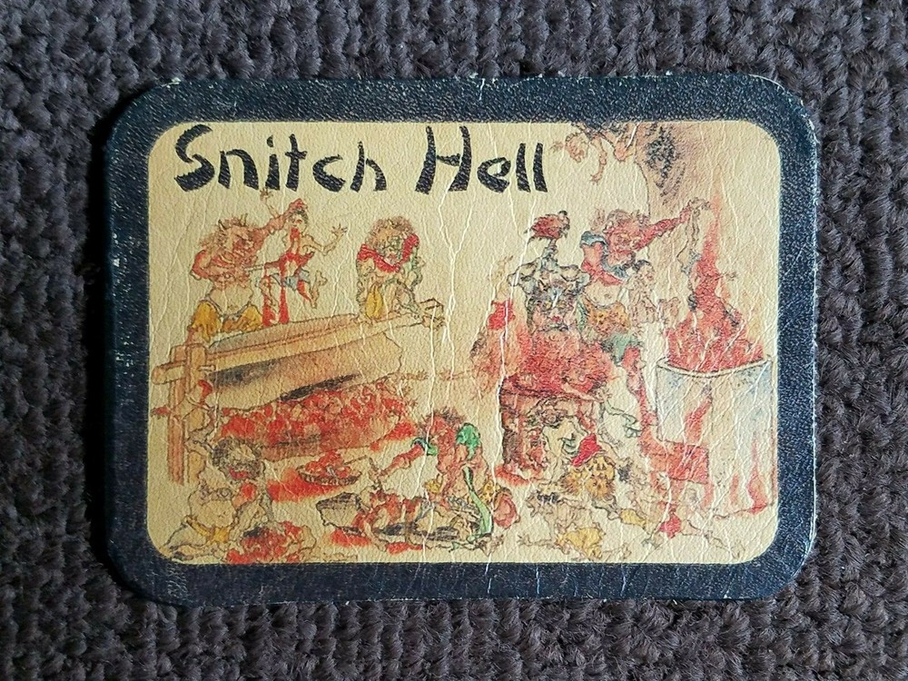 100% Leather - SNITCH HELL - Biker Jacket Motorcycle Vest Sew-On Patch