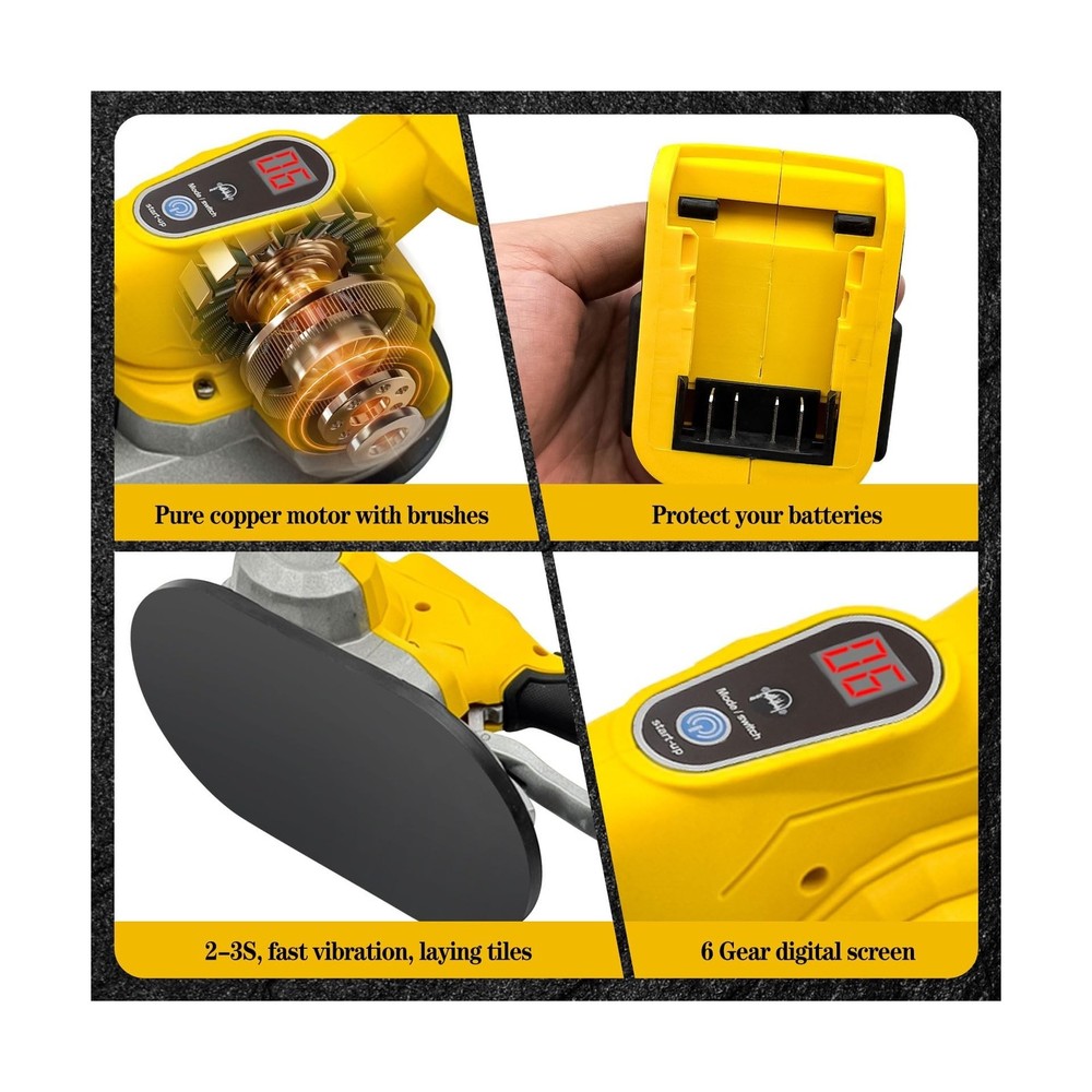 Tile Vibration Tool Fit for Dewalt 18V/20V Max Battery, Handheld Automatic Ti...