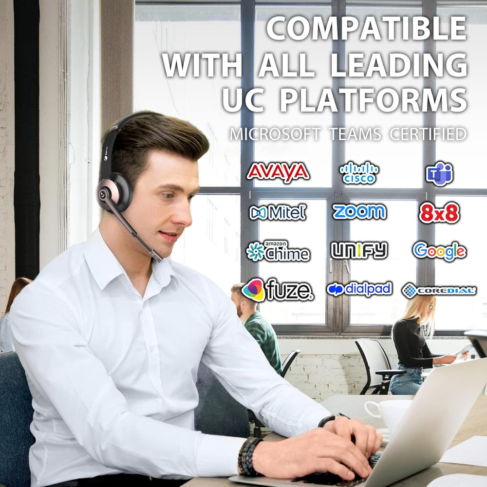 Wireless Headset, Bluetooth Headsets with Microphone Noise Cancelling, on Ear He