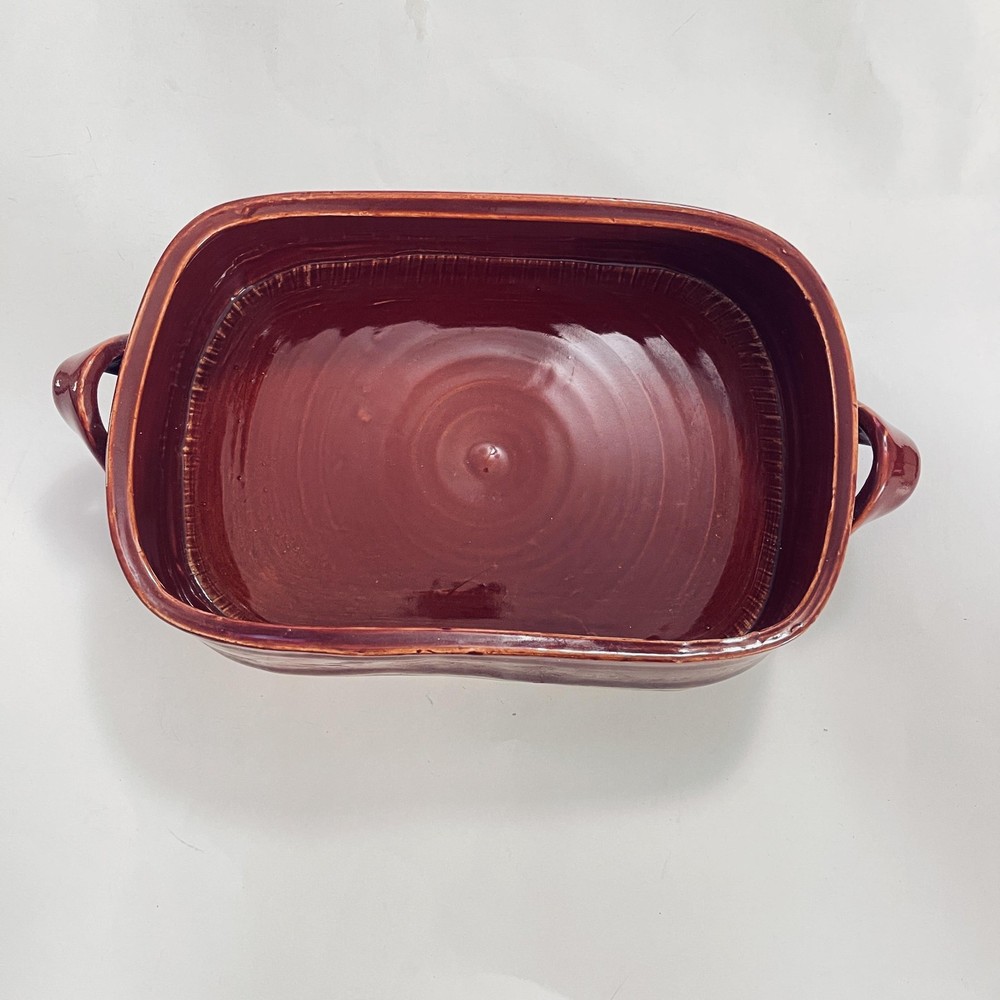 Handmade Rectangular Ceramic Baking Dish 10x7 Red Pottery Ovenware Rustic