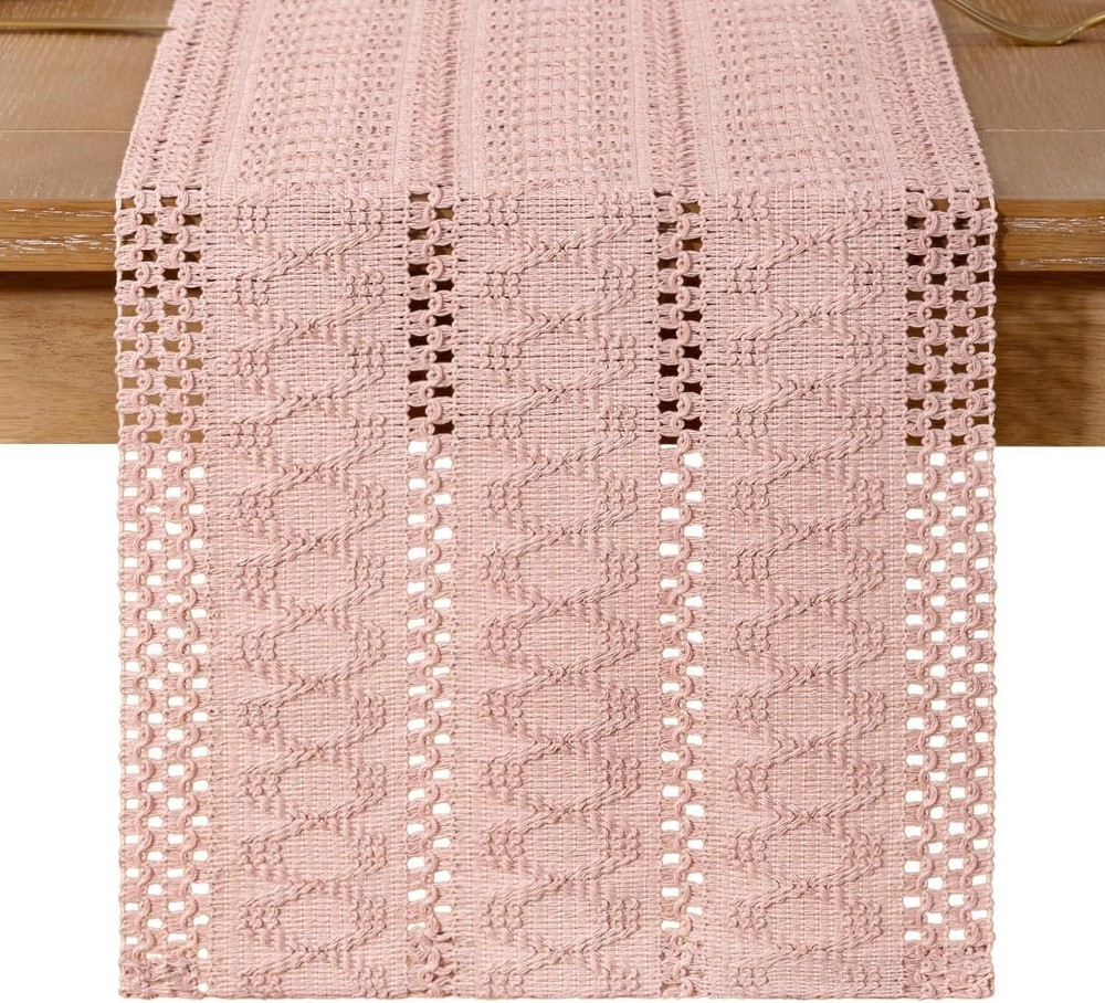 Boho Table Runner Spring Easter Farmhouse Rustic Macrame Seasonal Long Woven Cot