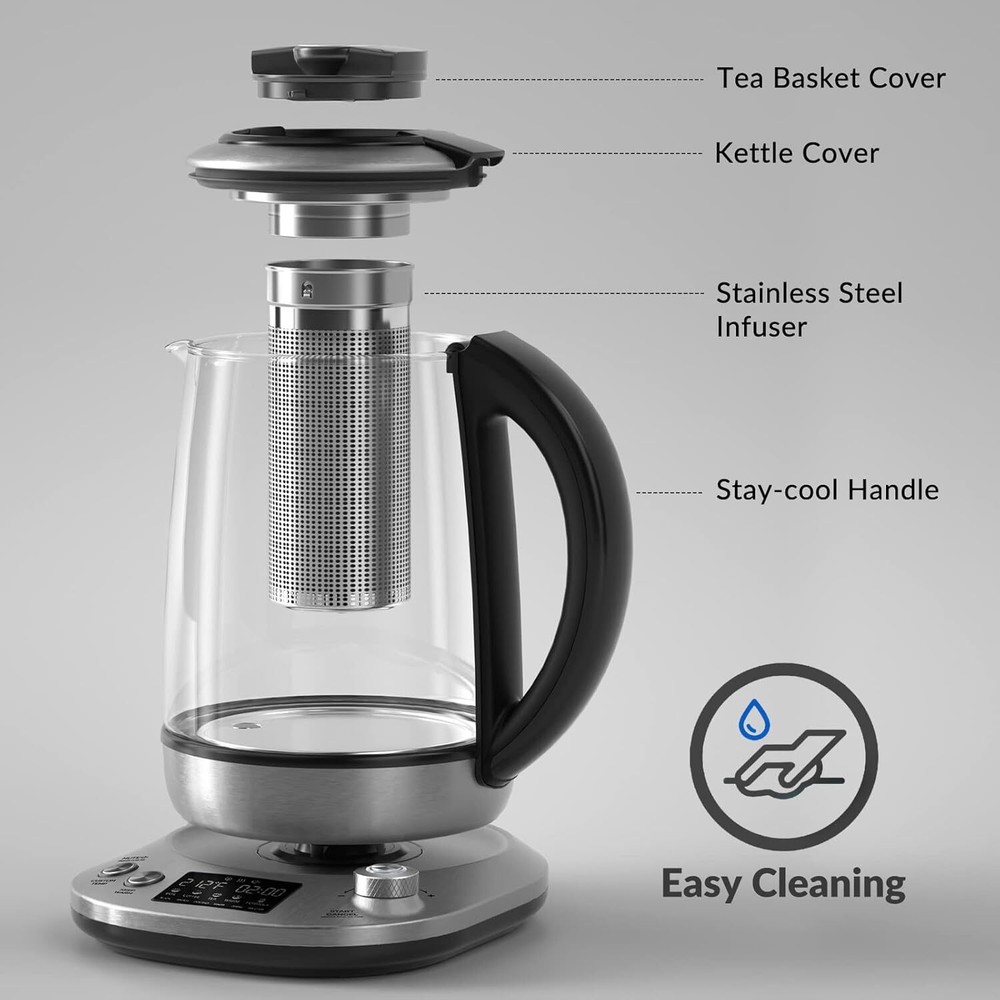 With removable infuser, 9 preset brewing programs, 2-hour keep warm
