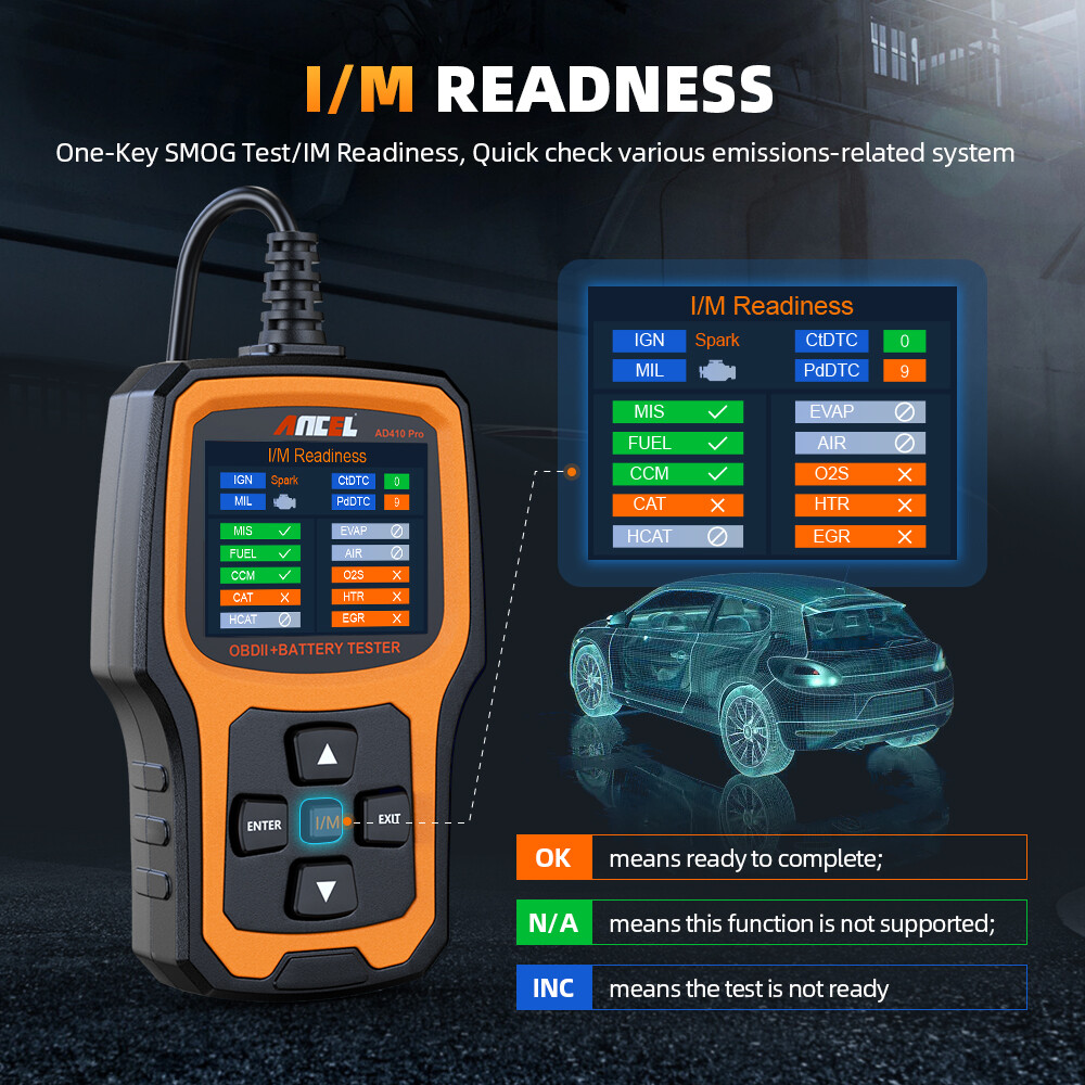 ANCEL AD410 Pro OBD2 Scanner Code Reader Diagnostic Battery Tester 100-2000 CCA
