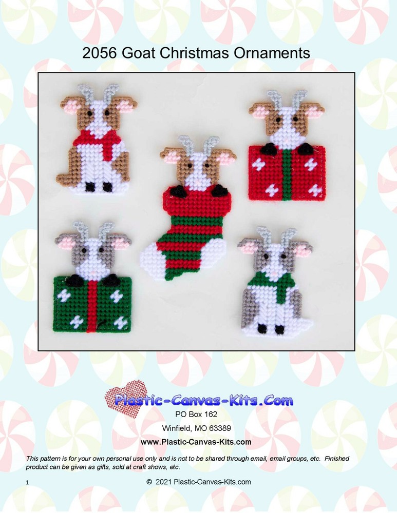 Goat Christmas Ornaments- Plastic Canvas Pattern or Kit