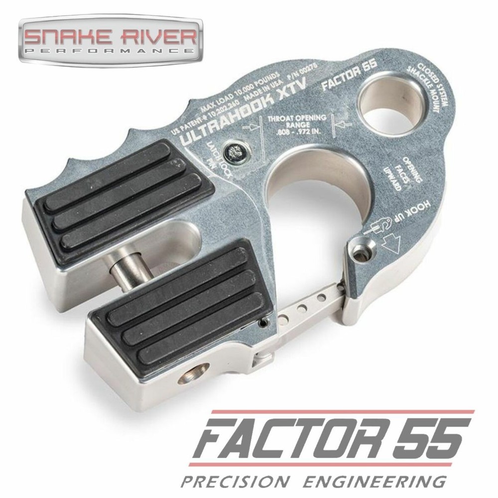 Factor 55  Silver UltraHook XTV Closed  Winch Shackle Mount For ATV UTV 00275-05