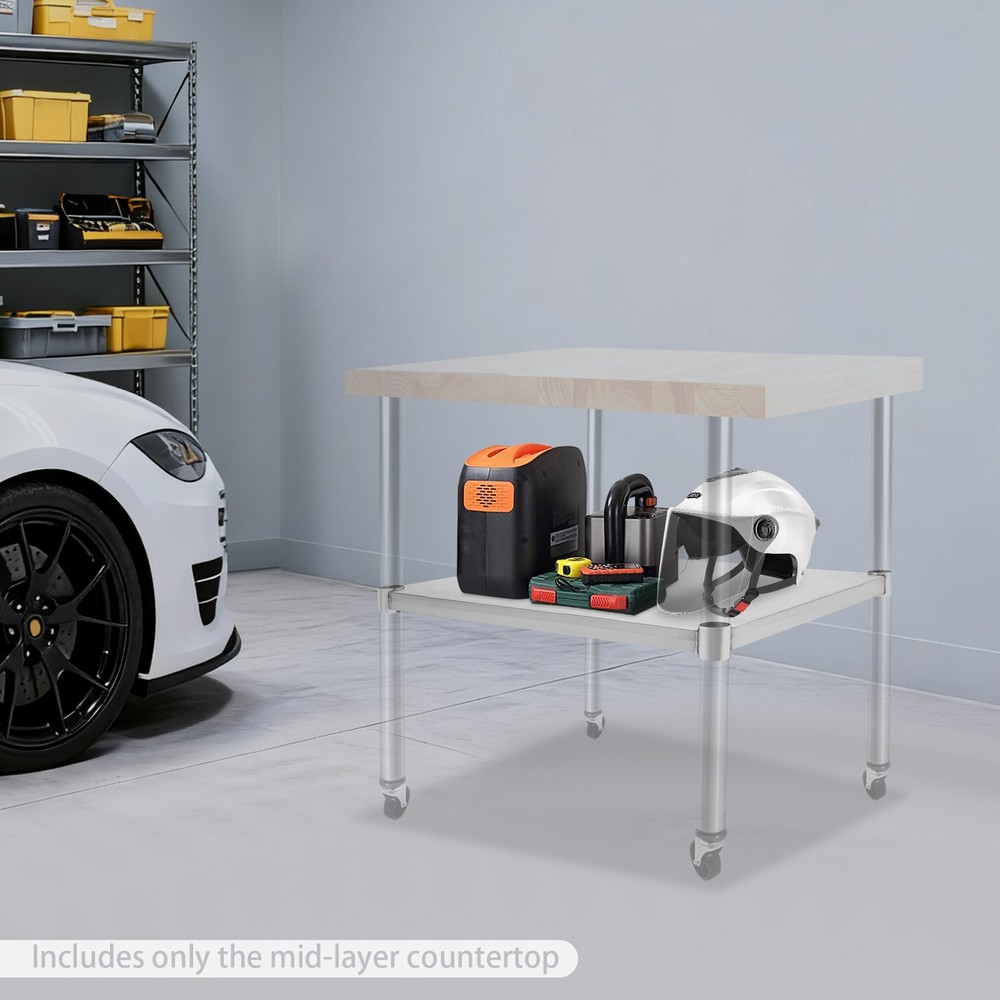 Adjustable Under Shelf for Work Tables Stainless Steel Lower Stand Multiuse Rack