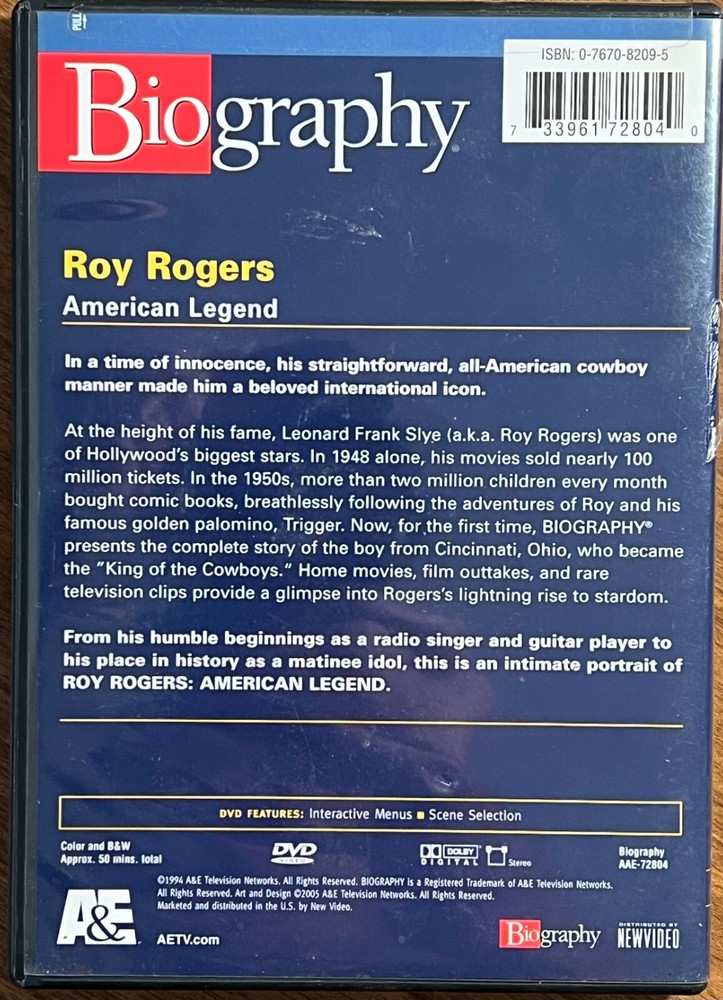 Roy Rogers Autograph DVD w Dual Unknown Autograph Biography