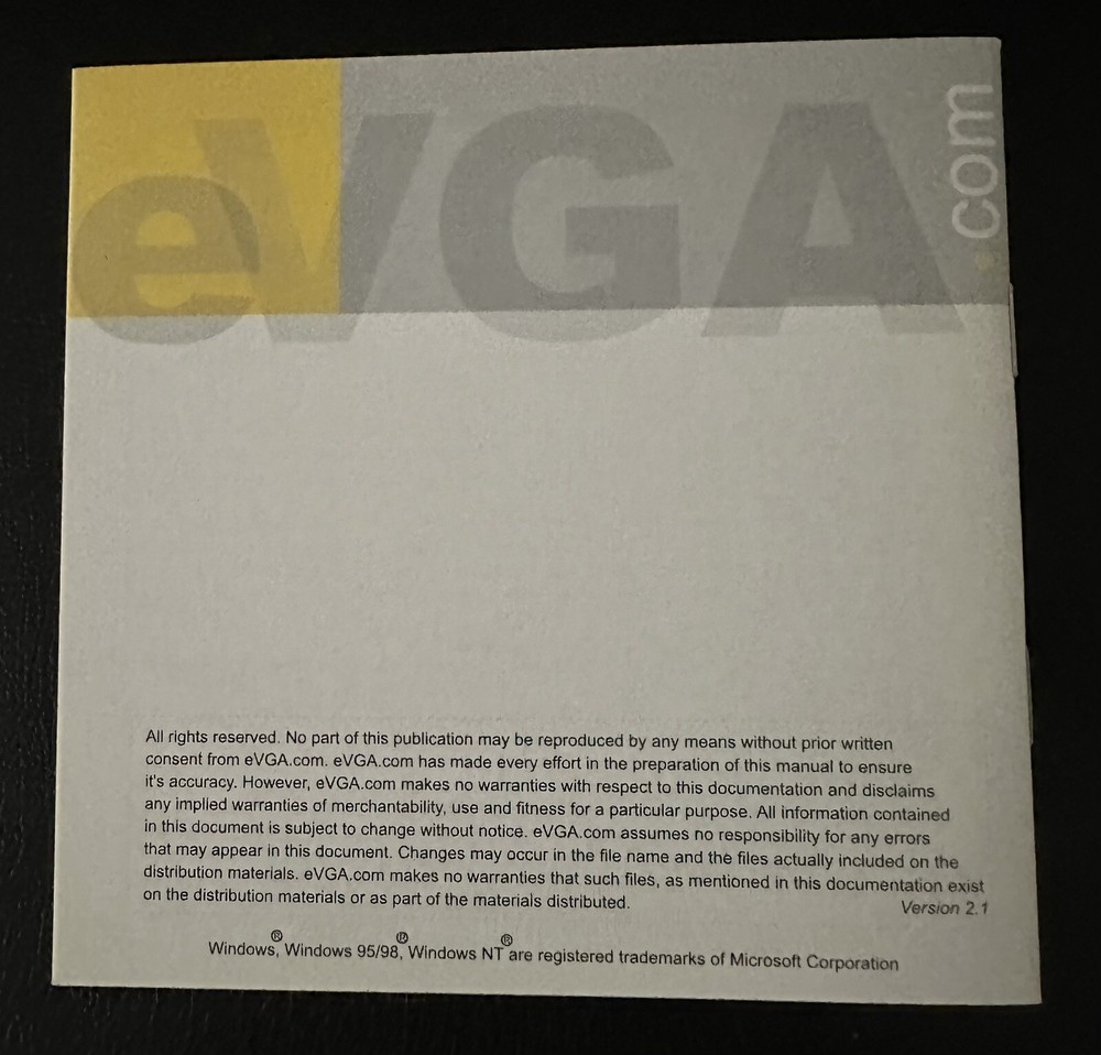 eVGA Display Driver Installation CD for Windows 95/98 NT 4.0 2000 & User Guide