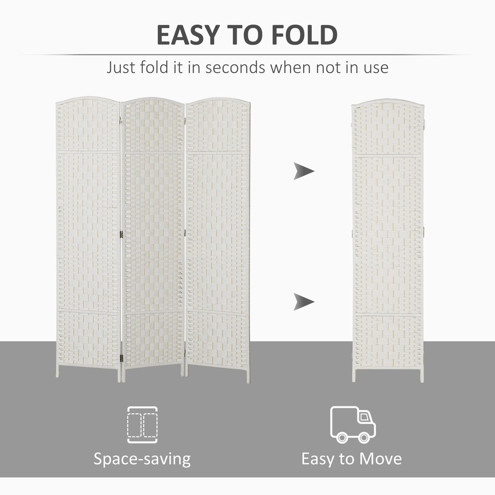6FT Room Divider 3 Panel Folding Privacy Screen Portable Partition for Bedroom