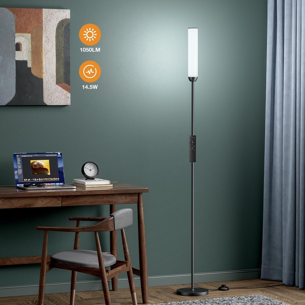 LED Floor Lamp with Remote Control, 65" Standing lamp with Stepless Adjustabl...