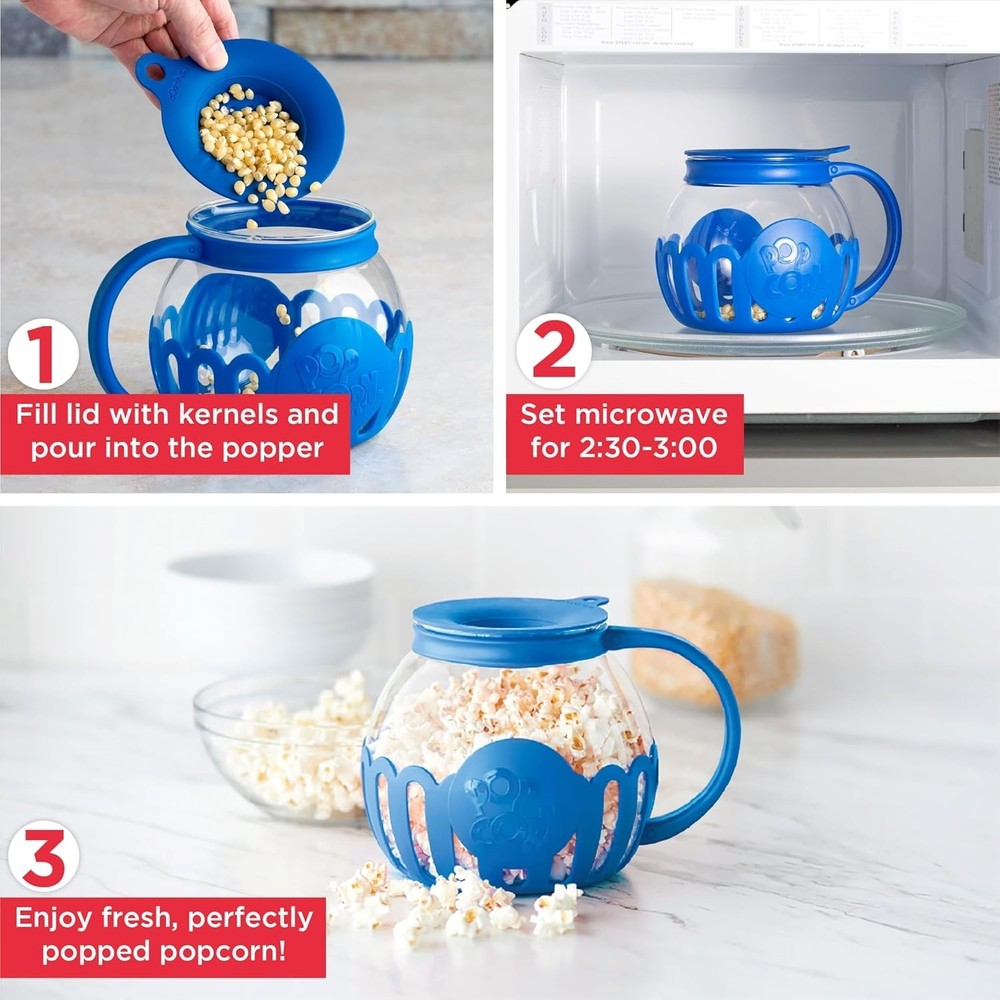 Ecolution 1.5-Quart Micro-Pop Microwave Popcorn Popper in Temperature Safe Glass