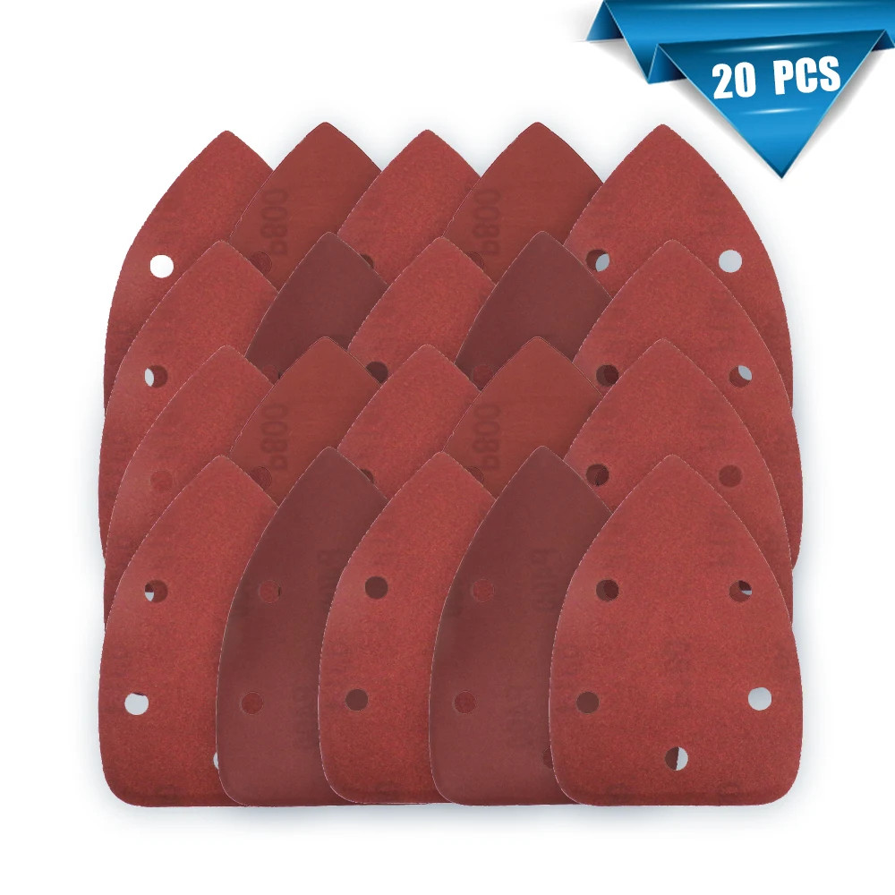 140*90*mm 5Hole Sanding Sheets Triangle Red Sandpaper Hook & Loop 40 -1000 Grits