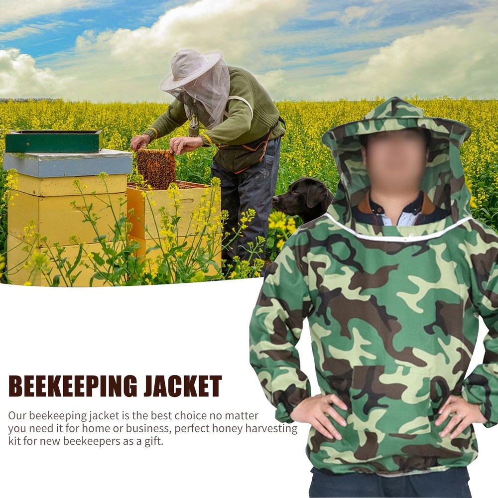 Camouflage Beekeeping Smock Jacket Protective Veil Smock Bee Coat Suit Clothes