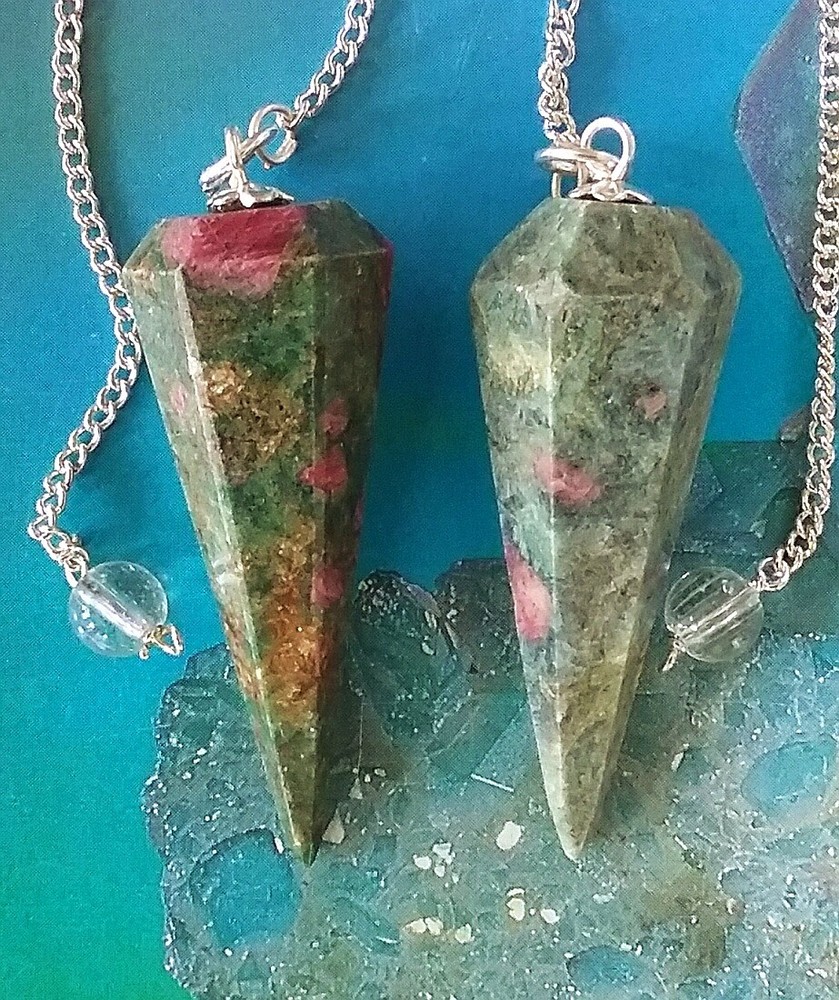 RUBY FUCHSITE PENDULUM, SOLID RUBY FUCHSITE DOWSING PENDULUM, RUBY In FUCHSITE