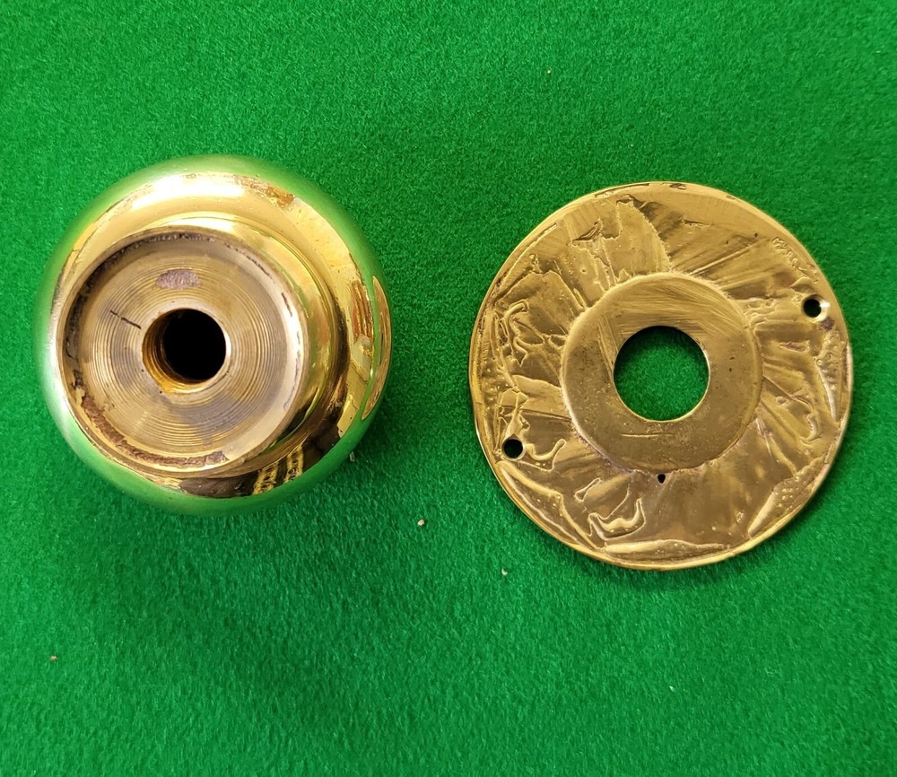 Pair round cast solid brass door knobs backplates pull handles ironmongery craft