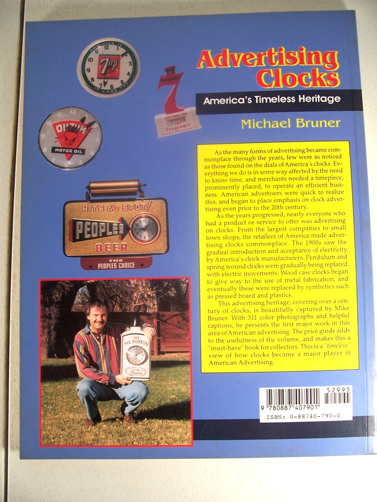 ADVERTISING CLOCK SCHIFFER BOOK PRICE GUIDE MICHAEL BRUNER