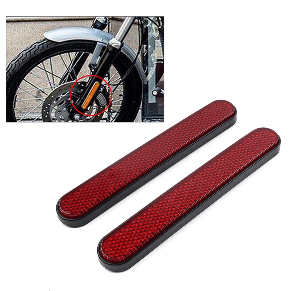 2PCS Universal Front Rear Fork Leg Reflective Reflector Sticker For Harley