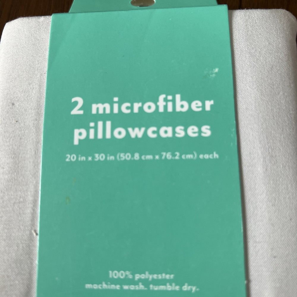 Pillowfort 2 Microfiber Pillowcases Standard Size 20"×30" Solid Gray, New! S1