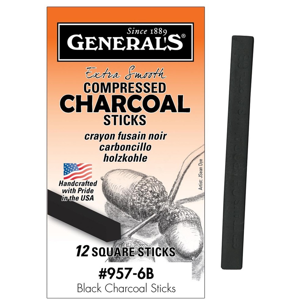 General's Compressed Charcoal 12-Count 6B Set
