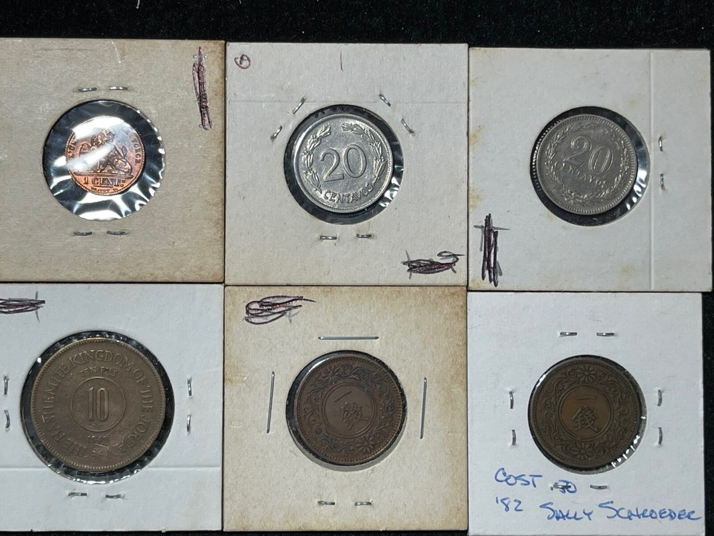 Assorted World Foreign 6 Coins Lot