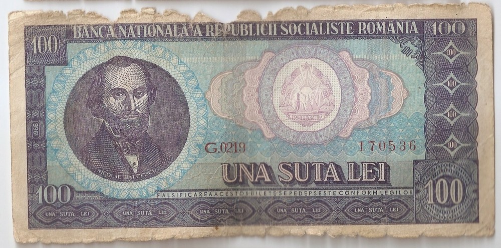 Romania 100 lei  1966 Nicolae Balcescu