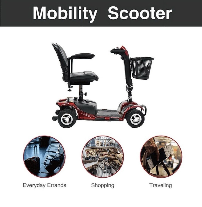 Equate Mobility 4-Wheel Motorized Power Scooter, Red