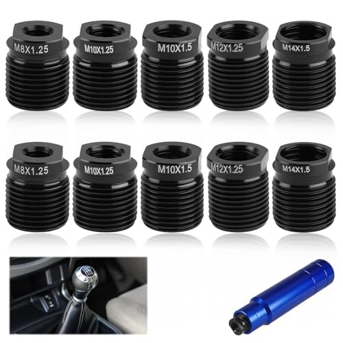 10PC Gear Shift Adapter Kit, Shift Knob Thread Adapters, Compatible with