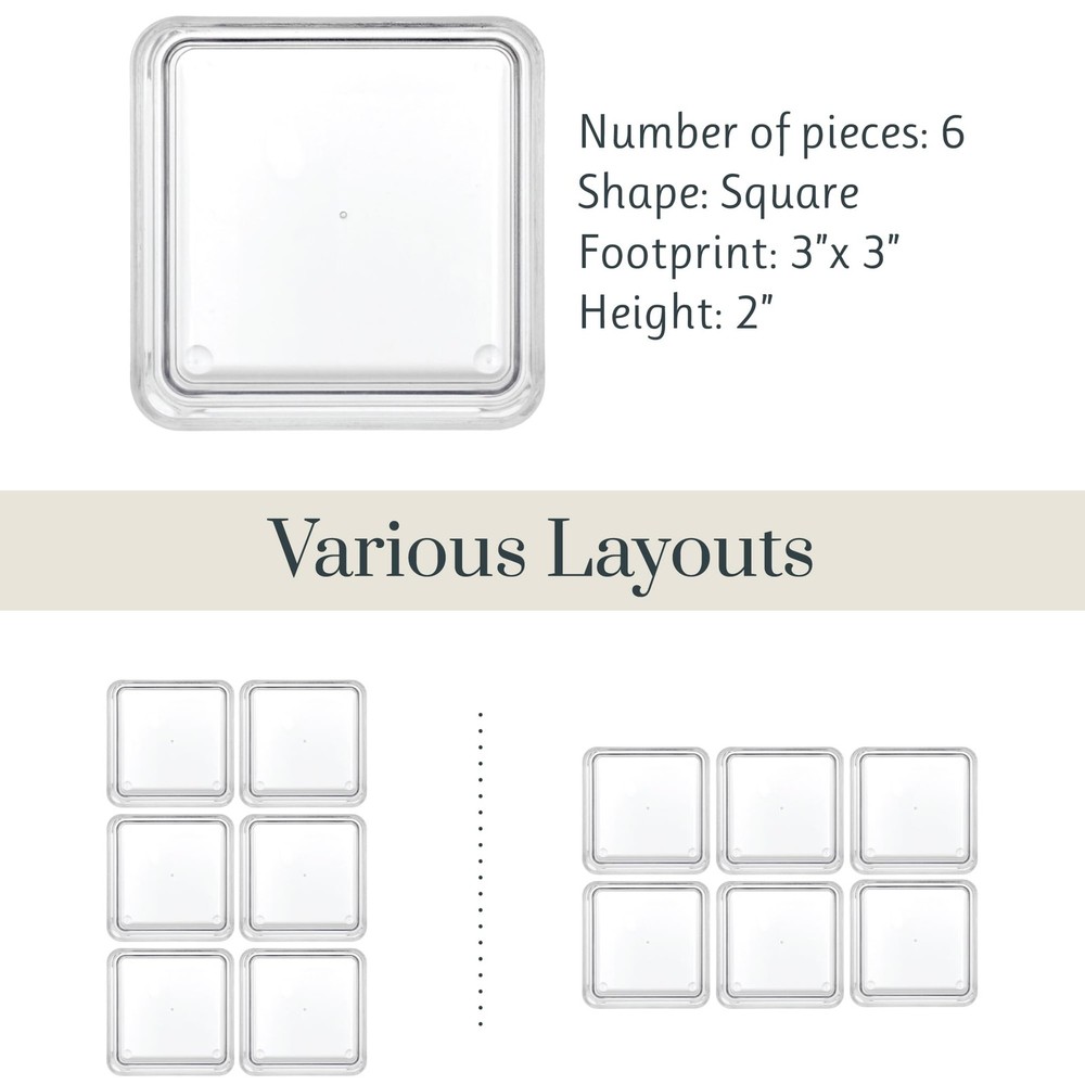 SimpleSort 6-Piece Stackable Clear Drawer Organizer Set | 3" x 3" x 2" Square...