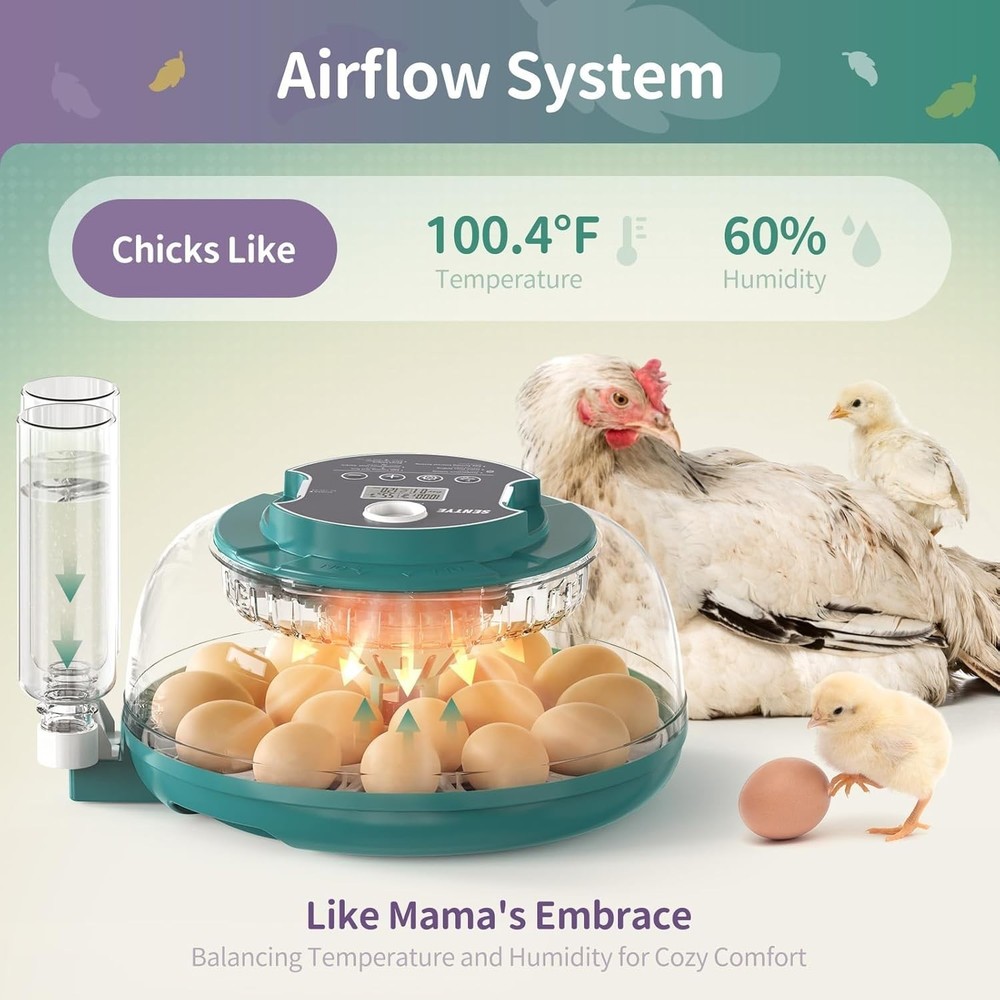 Automatic Egg Hatcher with LED Screen, Large Egg Incubator with Adjustable Tu...