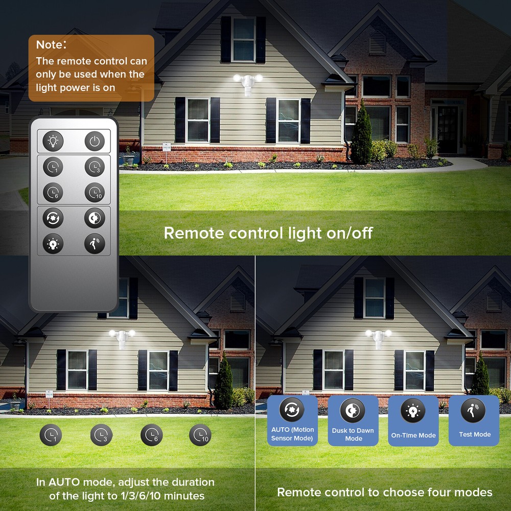 Floodlight 10,000LM LED Motion Sensor Outdoor Security W/Remote Control SANSI