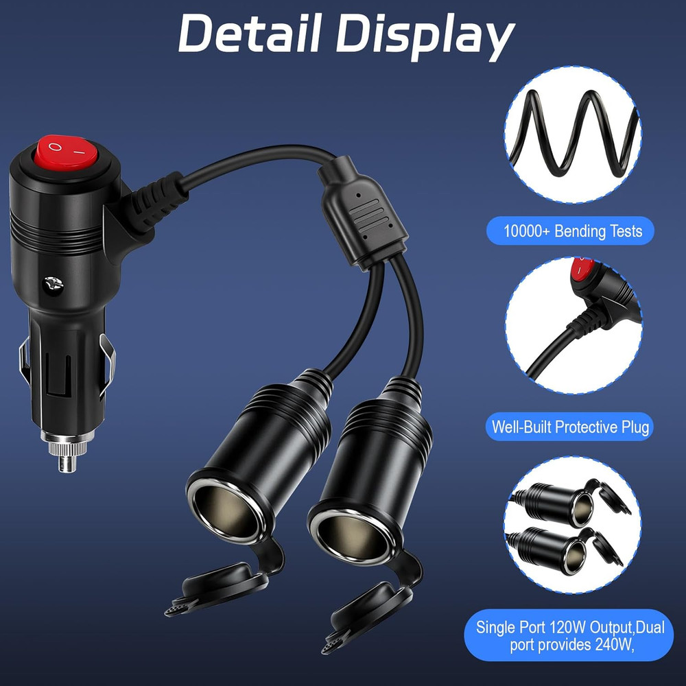Cigarette Lighter Splitter ， 12V Splitter,Dual Cigarette Lighter Adapters for...