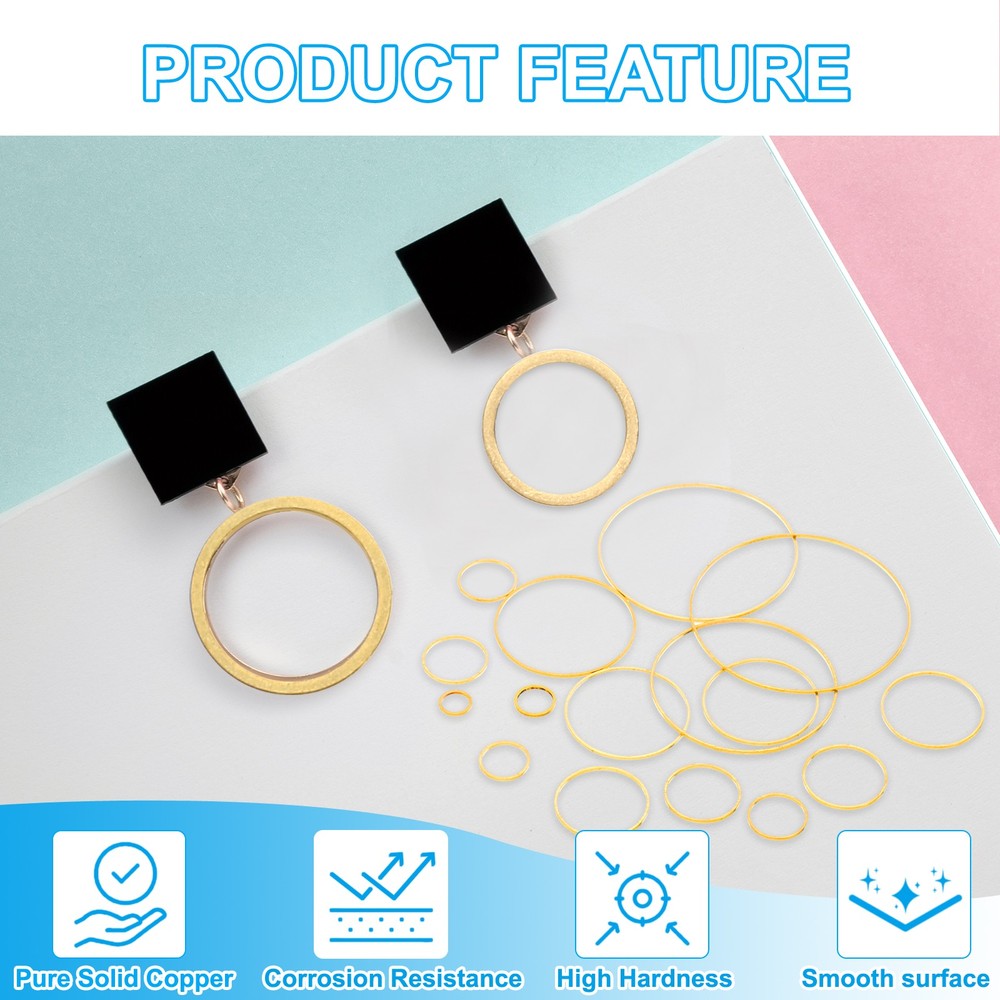 80mm OD x 78mm ID Earring Beading Hoop, 50Pcs Solid Copper Beading Ring