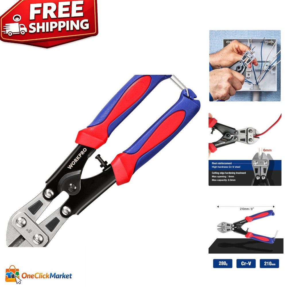 8-Inch Spring Loaded Cable Cutter - Lightweight Mini Snips with Ergonomic Handle