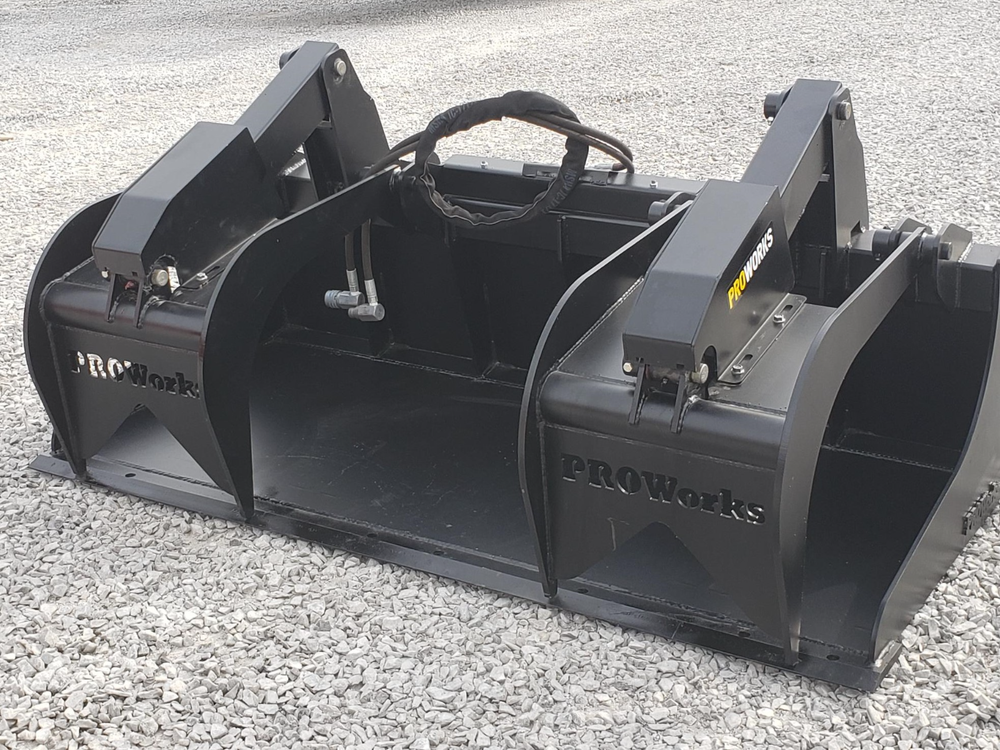 72″ Severe Duty Solid Bottom Bucket Grapple Fits Skid Steer Quick Attach Loader