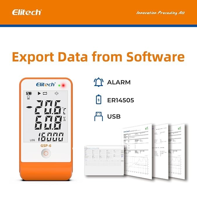 Elitech GSP-6 Temperature and Humidity Data Logger Recorder 16000 Points