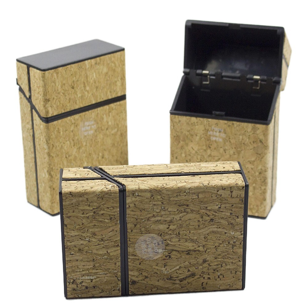 4Pack King Size Push-to-Open Plastic Cigarette Case Cube wooden Graphics Design